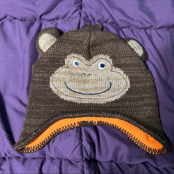 Little me monkey hat winter cozy fleece lines 2t 4T